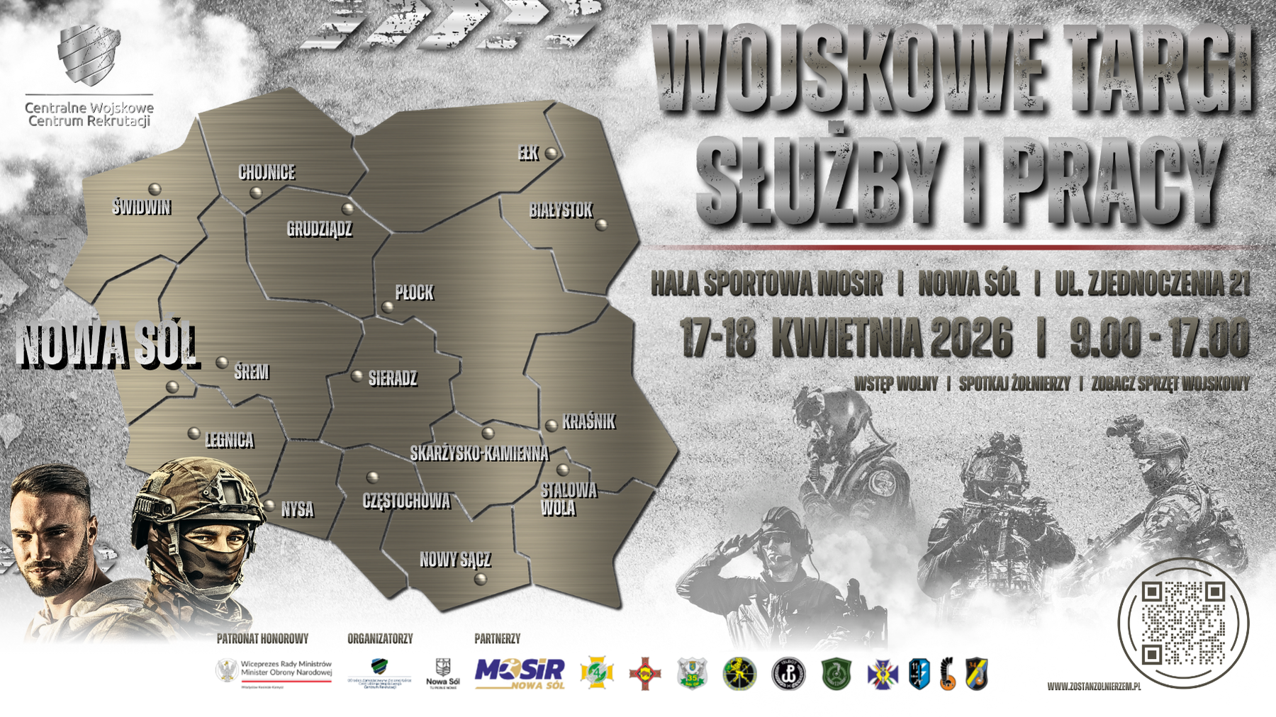 Plakat Wojskowe targi służby i pracy danymi kontaktowymi