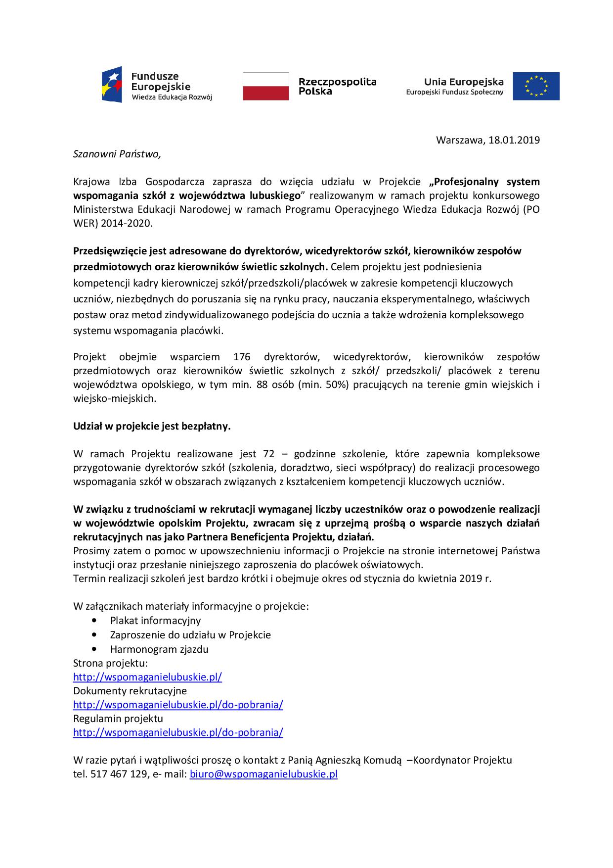 Zaproszenie Projekt Dofinansowany Przez Men Gmina Gubin
